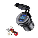 Waterproof boat voltmeter with dual USB charging port 3 Quick Charge 36W